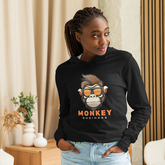 Monkey Business Hooded long-sleeve tee