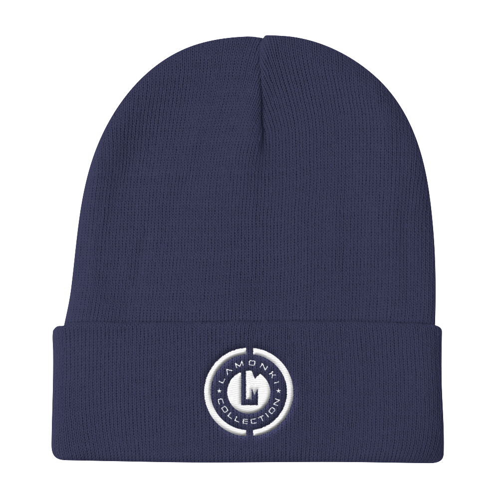 White Emblem Knit Beanie