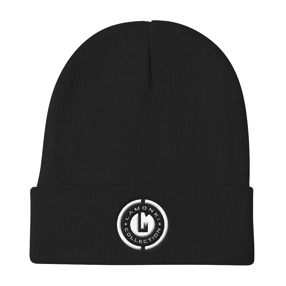 White Emblem Knit Beanie