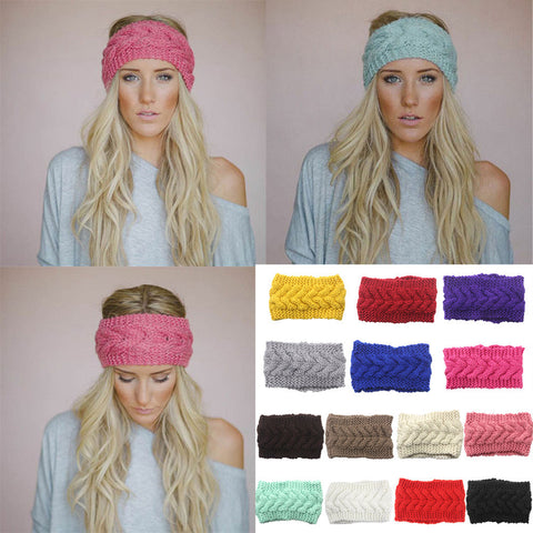 Women Crochet Headband Knit Flower Hairband Ear Warmer Winter Head Wrap Fashion
